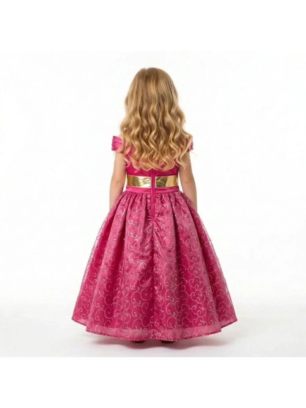 Girls Jasmine Princess Costume Outfit Pink Teal Gold Satin Birthday Party